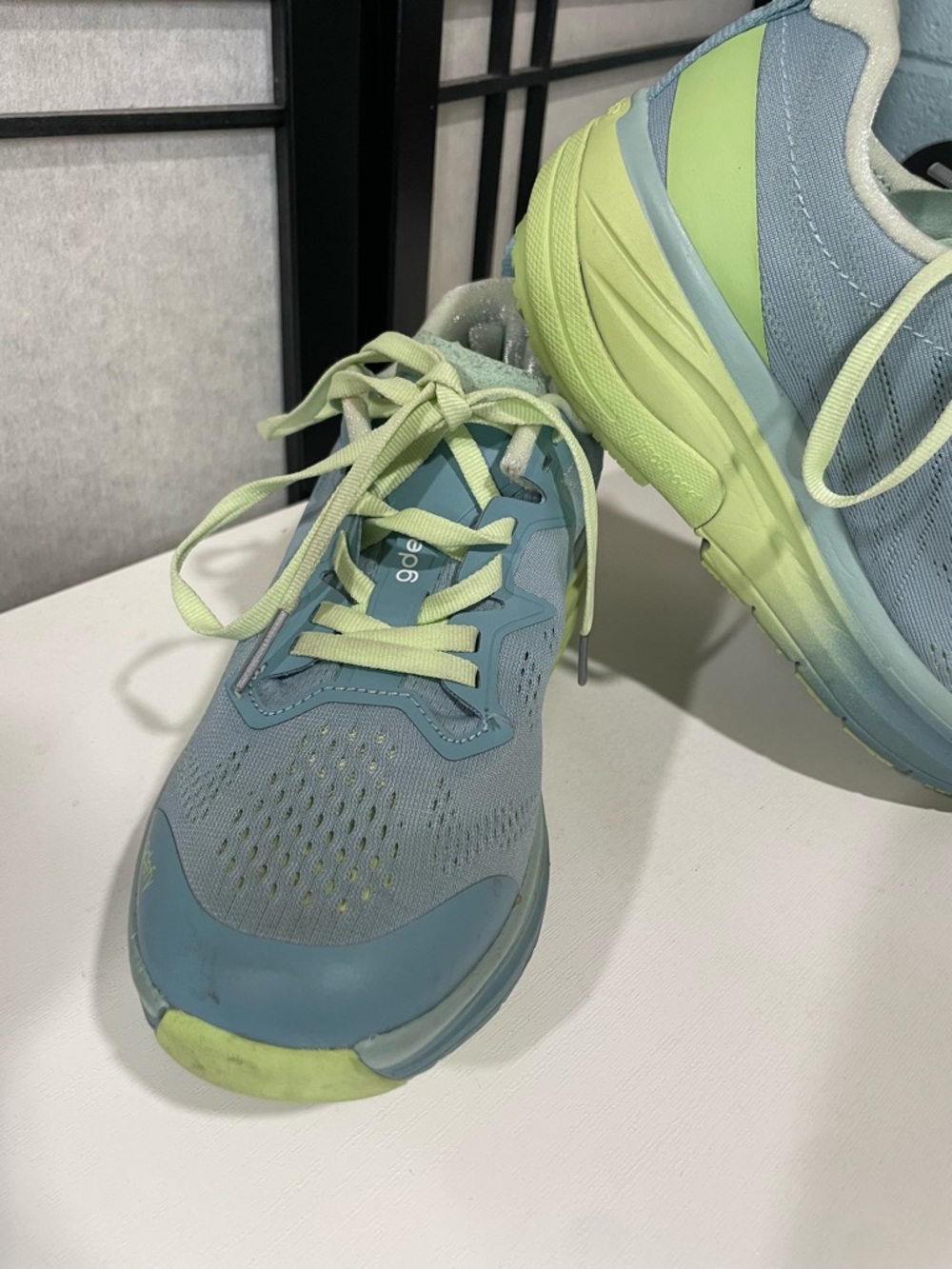 Gravity Defyer Women's GDEFY Lauff Athletic Shoes - Light Blue & Lime - Picture 3 of 9